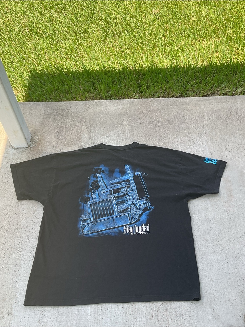 Stay Loaded Apparel Semi Truck Graphic T Shirt Black Big Rig Trucker Tee